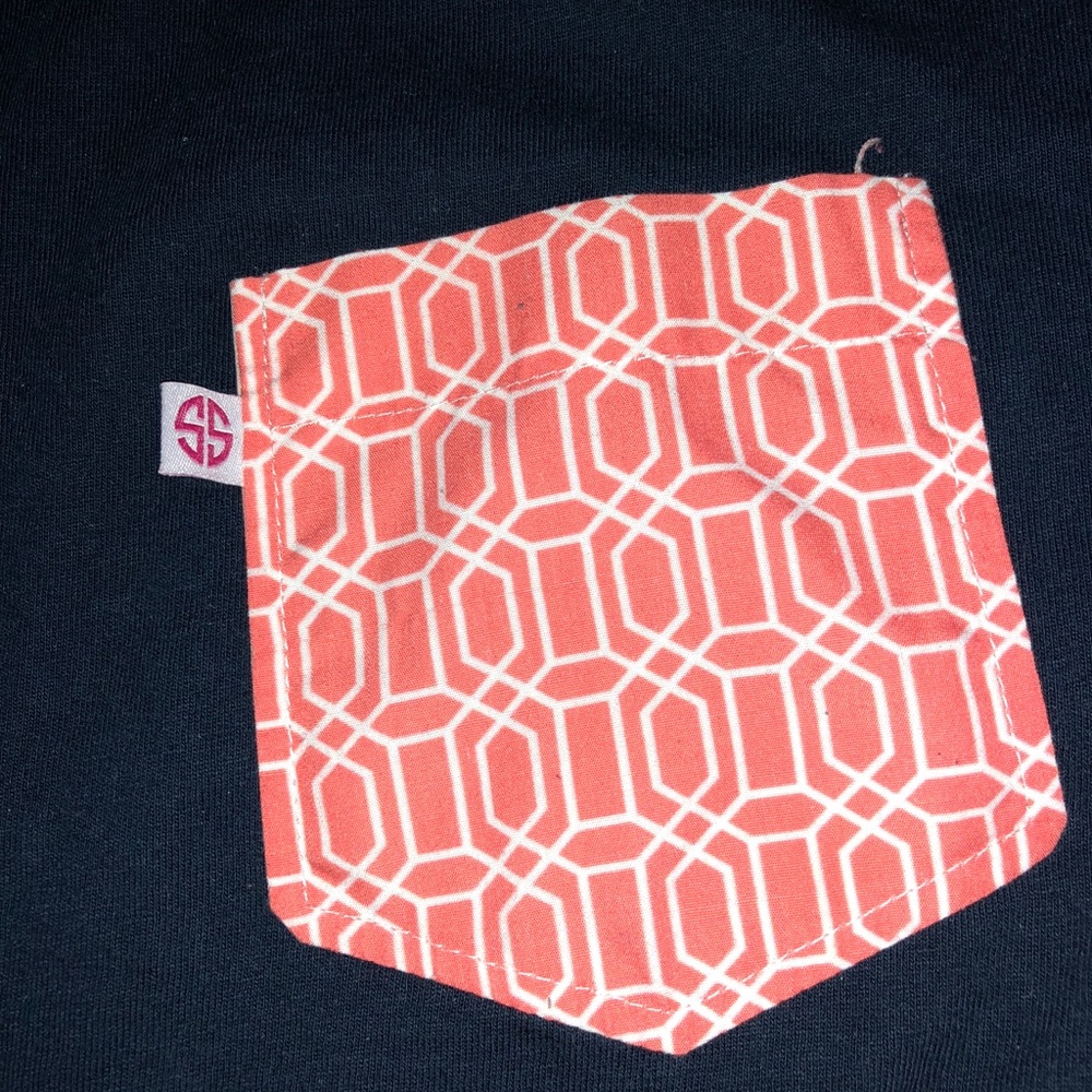 Simply southern navy blue with orange pocket tee